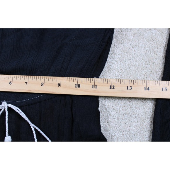 Rue21‎ Romper Womens Small Black Off Shoulder Long Sleeve Boho Crochet Trim Lace - Picture 4 of 9